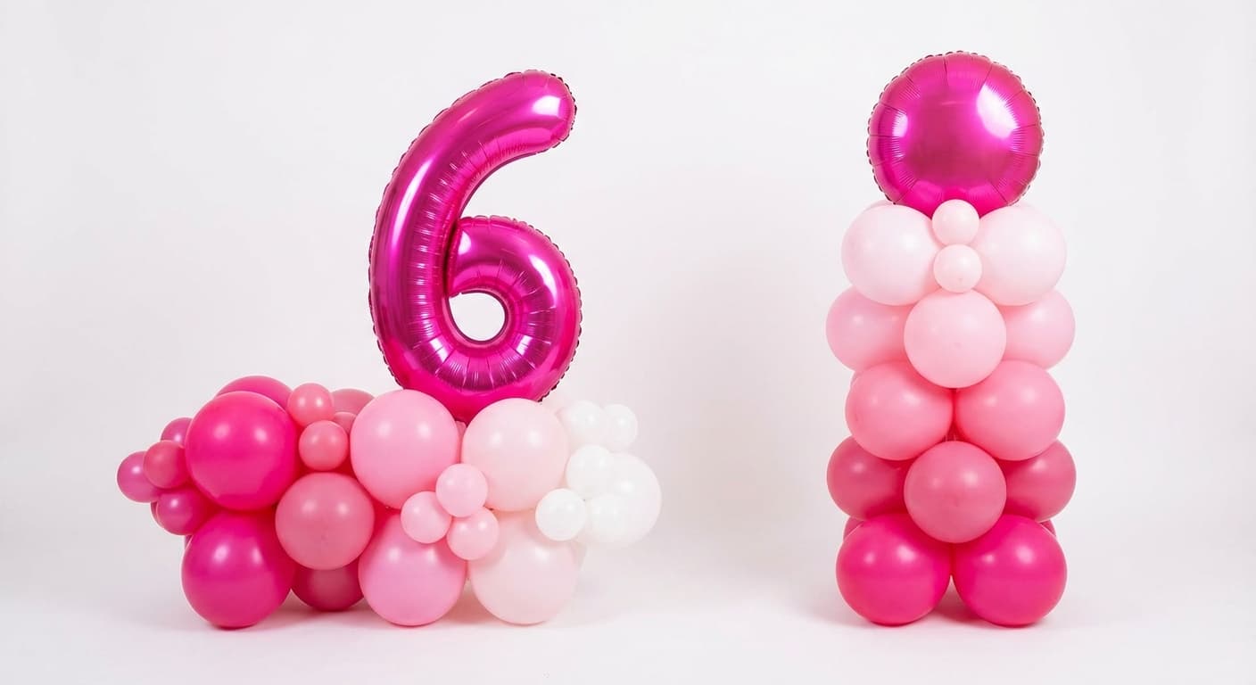 Barbie dream pink monochromatic gradient birthday balloon tower