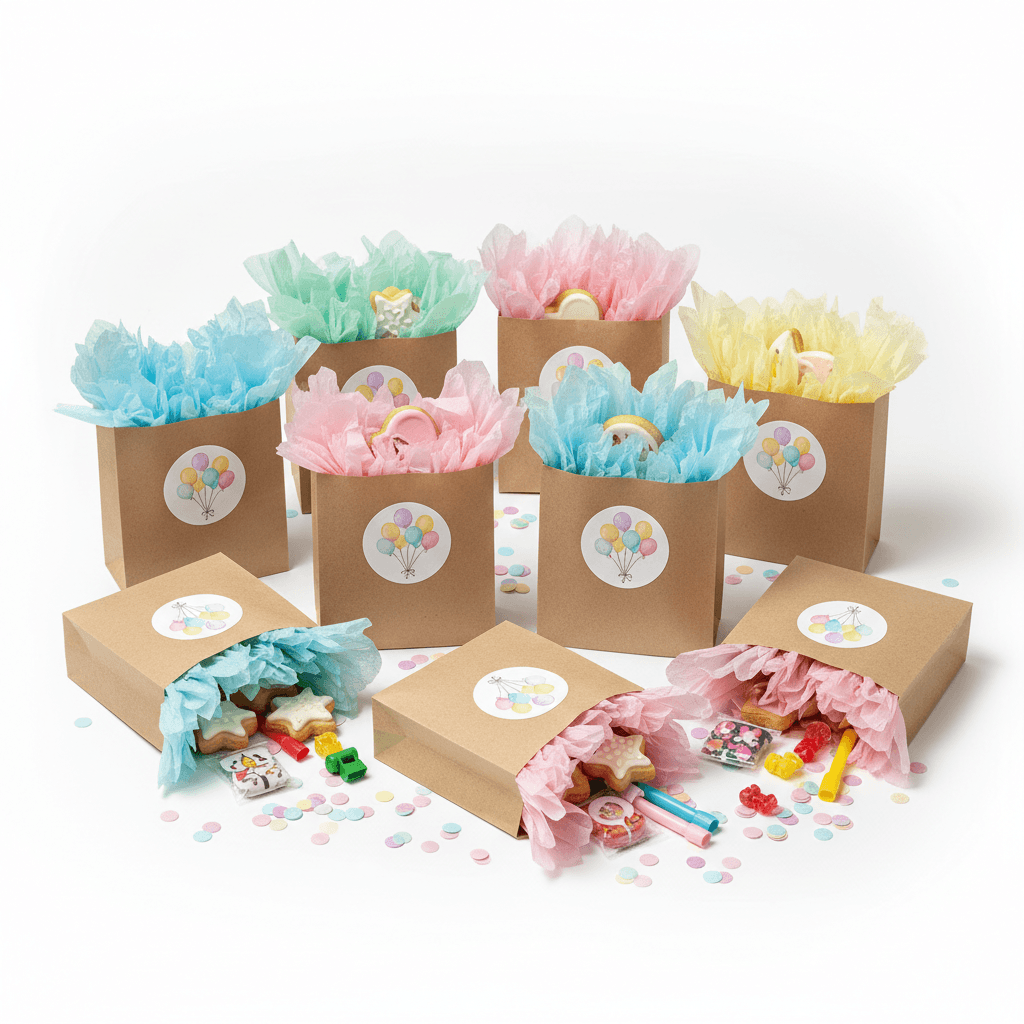 Classic party favor bags set of 12 with mini balloons and ribbons