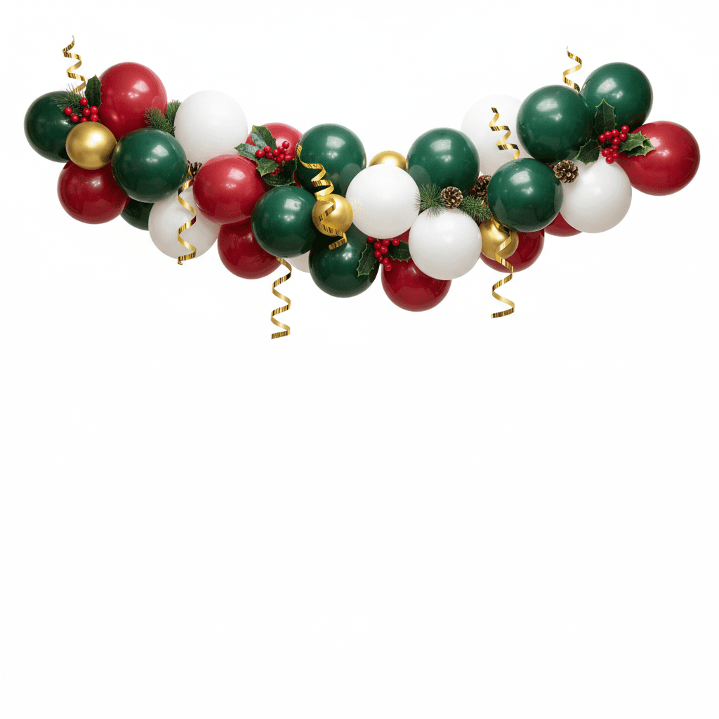 Holiday spirit garland in rich reds emerald greens and gold